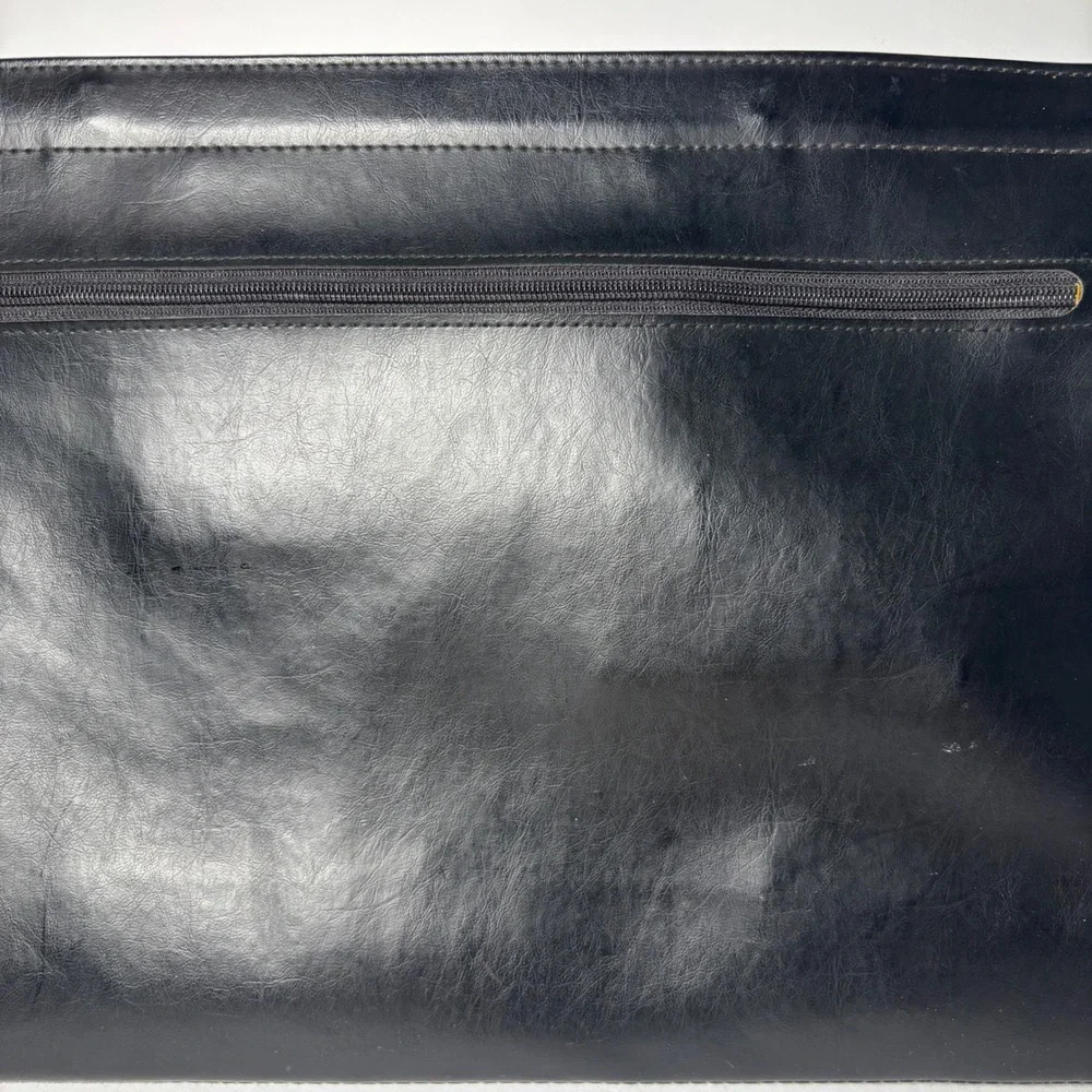 Vintage Cambridge Portfolio Briefcase OS‎ Black Faux Leather Retractable Handles